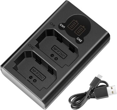 Зарядний пристрій NEEWER з двома USB роз'ємами, сумісний з акумуляторами Sony NP-FZ100 та камерами Sony ZV-E1, FX3, FX30, A1, A9 II, A7R V, A7S III, A7 IV, A6600, A7C. LCD дисплей, універсальні можливості заряджання DL-FZ100