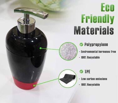 Набір аксесуарів для ванної кімнати HOUSIO, 6 предметів, чорно-червоний (тримач для зубних щіток, миска для мила, дозатор для лосьйону, стакан, WC-щітка, сміттєве відро)