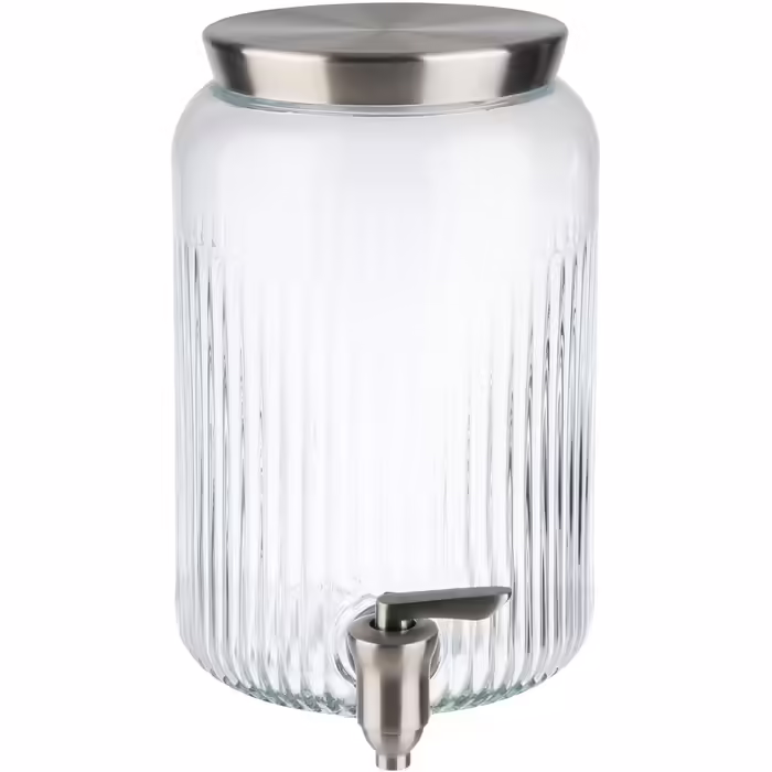 APS 10818 Drink Dispenser, 3.8 Liters, Glass Container, Stainless Steel Tap, Ø 16 cm, Height 25 cm