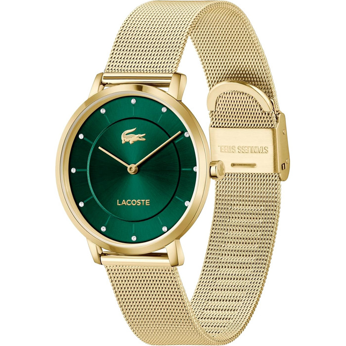 Годинник Lacoste Analog Crocorigin для жінок, золотий/зелений, з браслетом з нержавіючої сталі