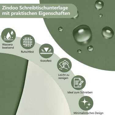 Підкладка на стіл Zindoo XL 100x40 см оливково-зелена: захист від подряпин, водостійка, для миші та письма