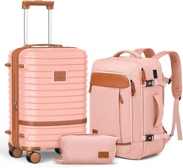 Набір валіз Joyway для ручної поклажі, розширюваний, з TSA-замком (рожевий)