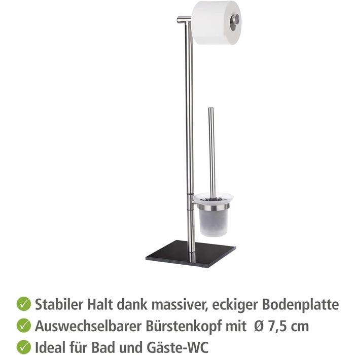 Підставка для рушників WENKO Lima, підлого типу, з полицями, з нержавіючої сталі, 41 x 79 x 20 см, срібно-чорний колір