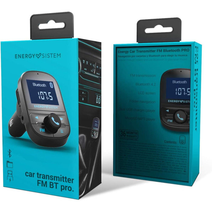 FM-трансмітер для авто Energy Sistem PRO з Bluetooth, USB, microSD, MP3, дисплеєм та гучним зв'язком