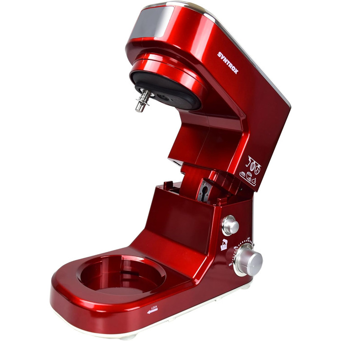Syntrox Germany KM-1000W Kitchen Machine, Dough Mixer, Mixer, Stainless Steel Bowl, 5 Liter, red