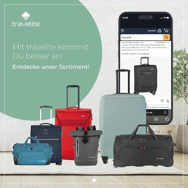 Чемодан ручної поклажі Travelite, 43 см, 28 л, з сумкою для ліквідів, 2 колеса, антрацит