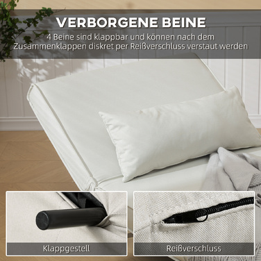 HOMCOM Sleeper Sofa, Single Sofa, Folding Sofa with Adjustable Backrest, Nordic Style, Linen-Look Fabric for Living Room & Guest Room