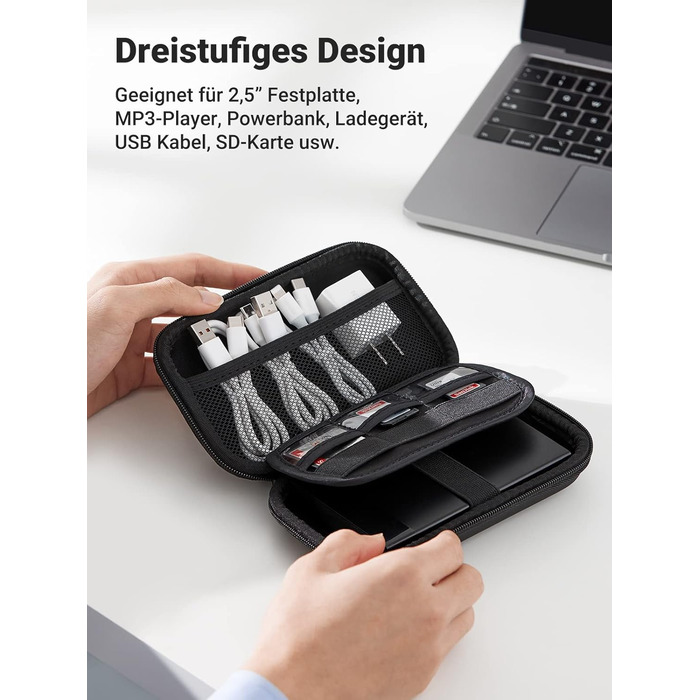 Чохол UGREEN для SSD/HDD 2.5' з органайзером для кабелів, Powerbank та USB-накопичувачів