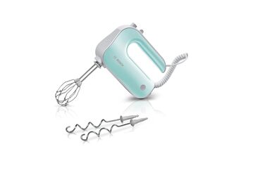 Ручний міксер Bosch MFQ40302 Mint Turquoise/Silber: 500W, 5 швидкостей + Turbo, 2 вінчики, 2 гаки для тіста, нержавіюча сталь, миється в посудомийній машині