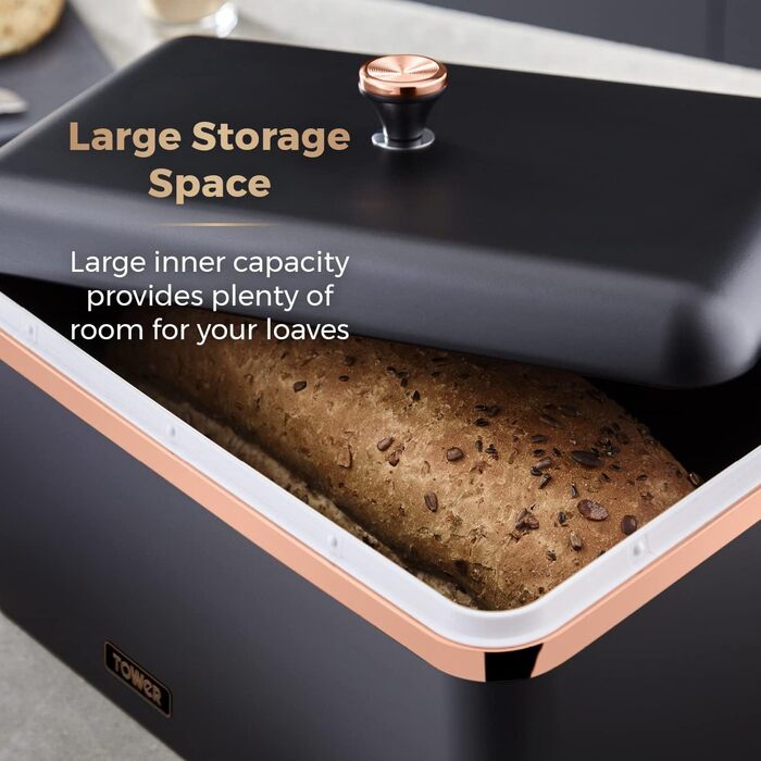 Cavaletto Brotkasten-Aufbewahrung T826130BLK: металевий хлібний контейнер, чорно-червоного кольору, 23 x 35 x 24 см