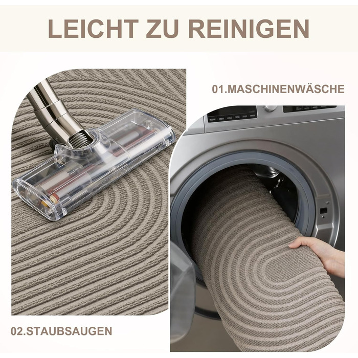 Килимок примічний та вуличний FEOMOS 80x120 см, протиковзний вологопоглинаючий килим для вхідних дверей, коридору, балкона та кухні, бежевий, придатний для прання