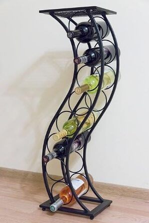 Металевий винний стелаж DanDiBo Elegance 80 см, чорний, стійка для пляшок та квітів