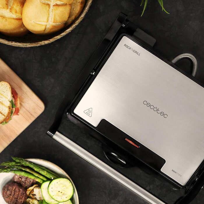 Cecotec Rock'nGrill Dark 1000 Electric Grill with Stone Coating - 1500W, PTFE & PFOA Free