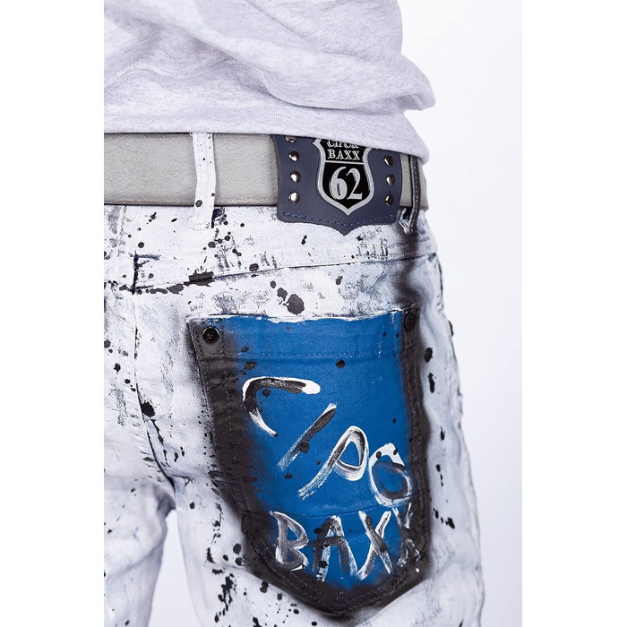 Чоловічі джинси Cipo & Baxx Iceblue Slim Fit 31W/34L з потертостями та стразами