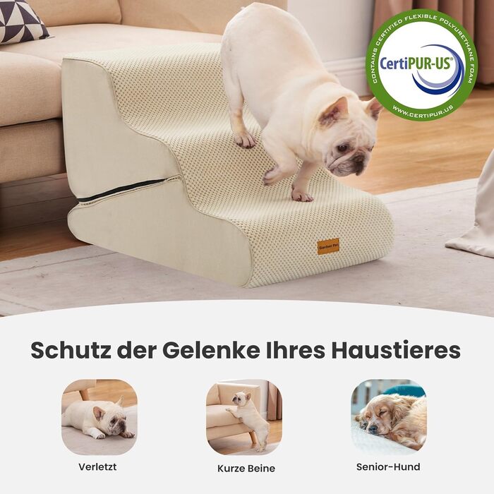 Сходинки для собак Gardner Pet - 3 сходинки, 35/42 см, з водонепроникним покриттям, для маленьких собак, з високощільних матеріалів