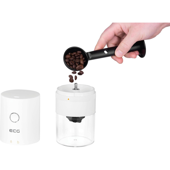 Електрична кавомолка ECG KM 150 Minimo White, USB-C, біла