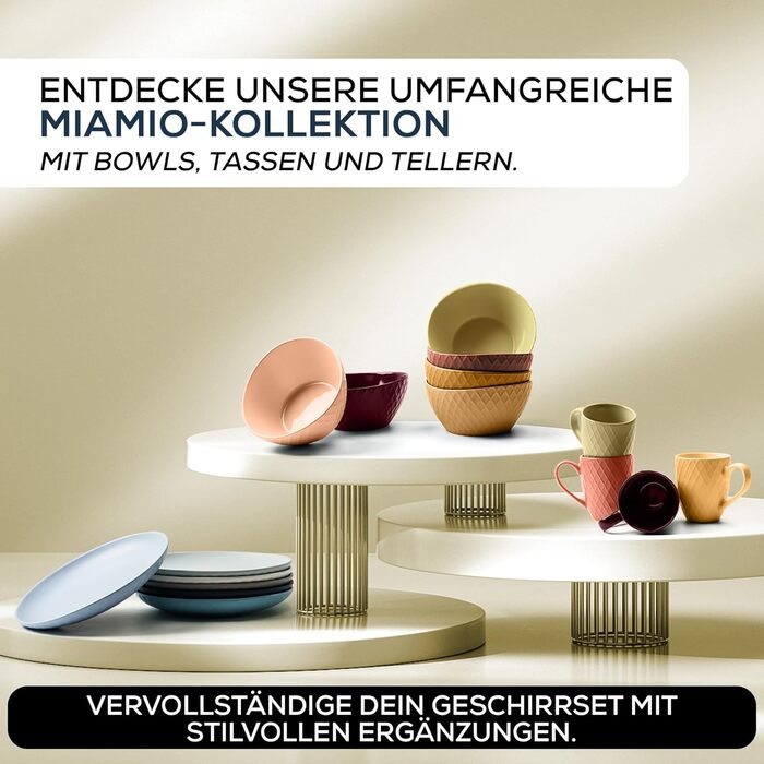 Набір мисок Miamio Palmanova (червоний) – 6 шт по 800 мл – сучасний дизайн, матова поверхня