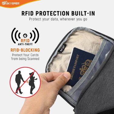 Чоловіча сумка через плече Skysper з RFID захистом, антикрадіжна, для подорожей та активного відпочинку (темно-сіра)
