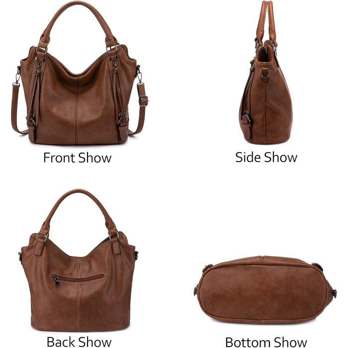 Жіноча сумка-шопер Reaer 2в1: сумка через плече та сумка-тоут для офісу, навчання, подорожей (M, коричнева)