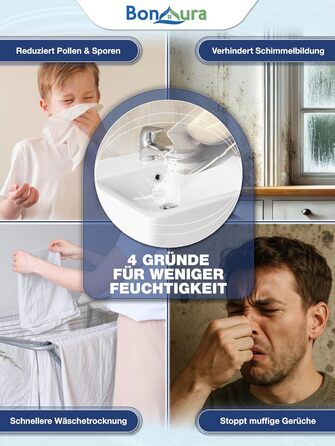 Електричний осушувач повітря BonAura® 10L з LED дисплеєм, таймером та авто-режимом - для підвалів та приміщень до 40м³ - допомога від плісняви