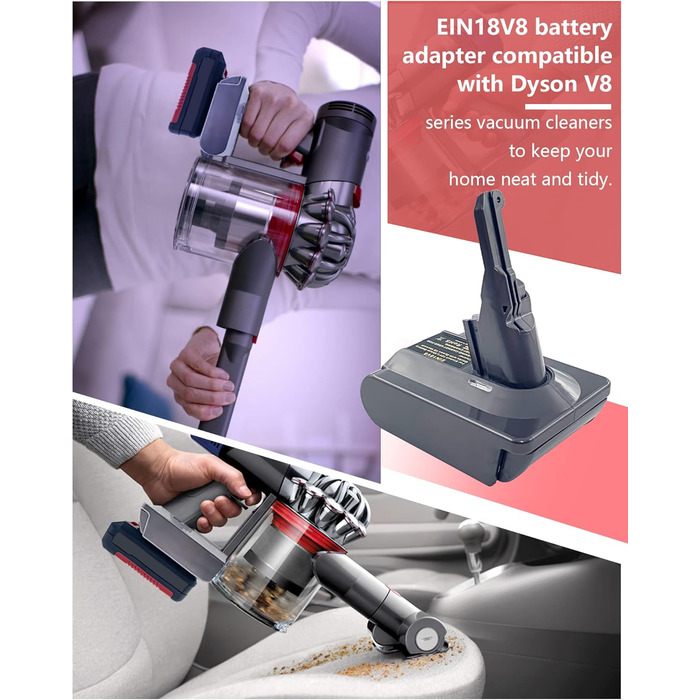 Адаптер для пилососів Dyson V7 V8 від Makita 18V Li-Ion акумулятора (EIN18V8)