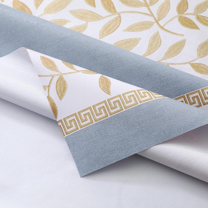 Rayapot PVC Tablecloth Wipeable Table Cover, Plastic Washable Cuttable Tablecloth, Plastic Waterproof Tablecloth, For Kitchen Dining Room - Leaves - Blue - 140x220cm