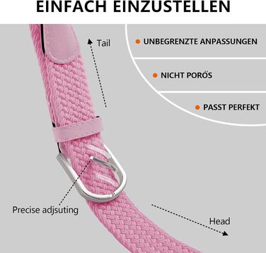 Жіночий/Чоловічий тканинний ремінь Tangchao з еластичною плетінням, 3.3 см, довжина 90-135 см, рожевий