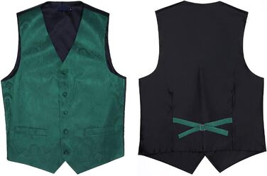 Костюмний комплект Enision для чоловіків: жилет, краватка та нагрудна хустинка з двобортною в'язкою жакард, темно-зелений (S)