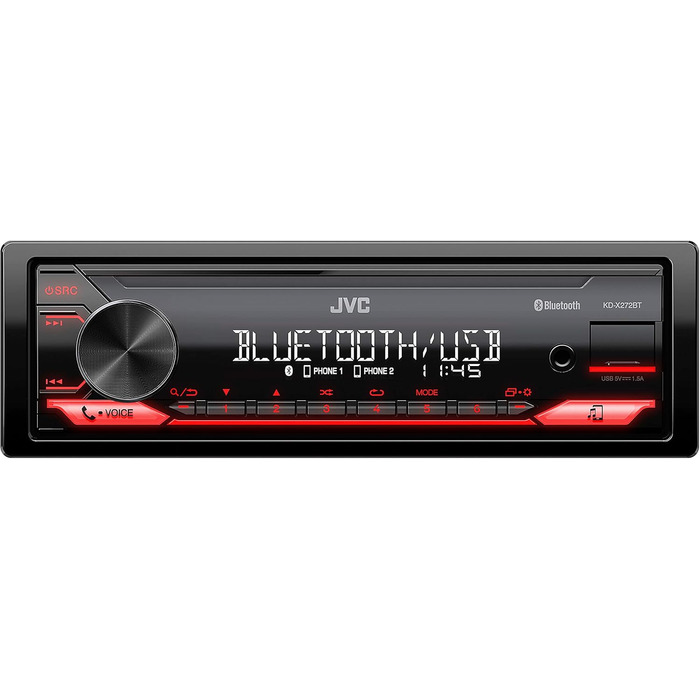 Автомагнітола JVC KD-X272BT з Bluetooth, USB, AUX, підсилювачем 4х50 Вт, червоне підсвічування, підтримка Spotify, цифровий медіаресивер