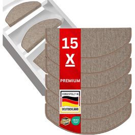 Casa Pura Сходинкові килимки 15 шт. у наборі, 11 кольорів, міцне кріплення, стабільна кутова рейка (Бежевий)