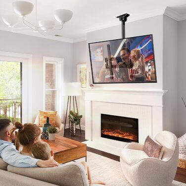 Full-Motion TV Ceiling Mount - Tilting and Swiveling, Adjustable for 26-65 inch Screens, 50kg Capacity, VESA 400x400mm