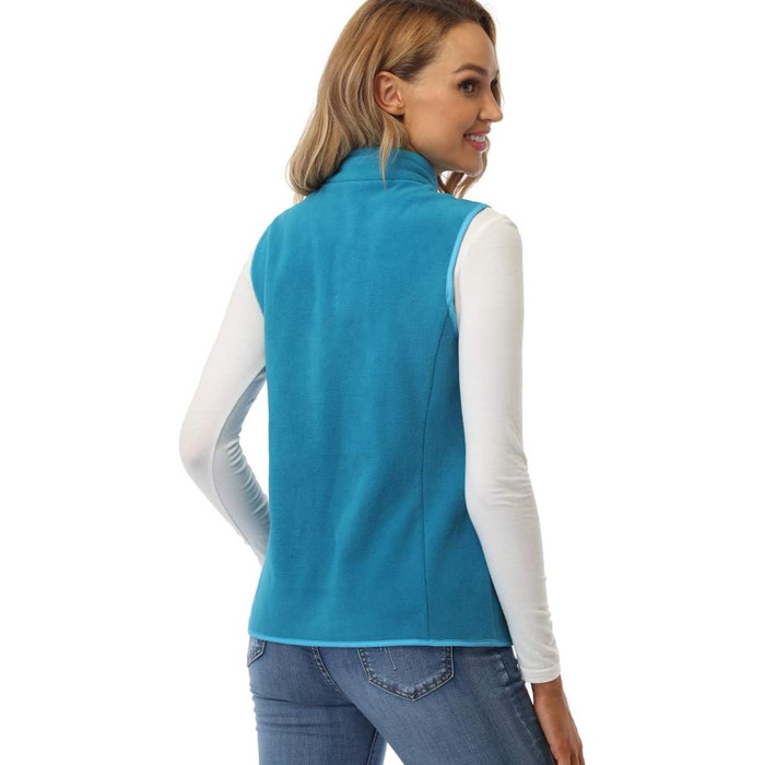 Жіноча флісова жилетка Fuinloth, легка, без рукавів, зі стійким коміром та кишенями на блискавці, колір блакитний (M)