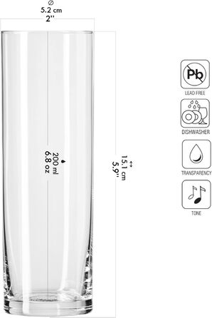 Krosno Beverages Glass Water Glasses | 12-Piece Set | 200 ml | Pure Collection | Perfect for Home, Restaurants, and Parties and Events | Dishwasher Safe
