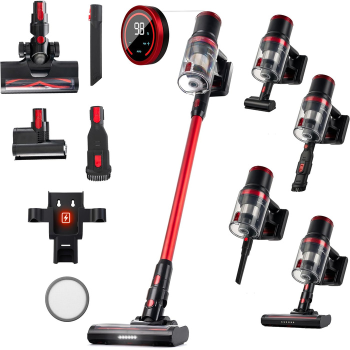 Акумуляторний пилосос LEHMANN 3-в-1: бездротовий, з HEPA-фільтром, LED-щіткою, для прибирання шерсті тварин, килимів та авто. Час роботи: 45 хв, об'єм контейнера: 1,8 л.