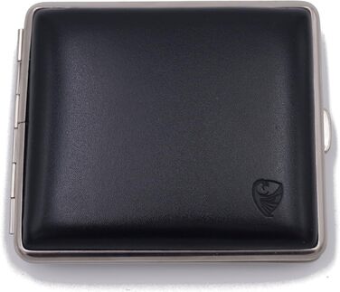 GERMANUS Cigarette Case, Made in Germany, Black Leather, 85 mm II