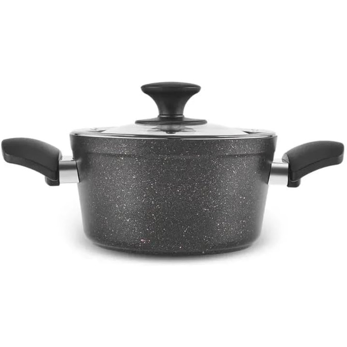 Набір кухонного посуду Karaca Biogranit Blackgold 12 предметів | Покриття з антипригарним ефектом | Стійкий до подряпин | Здоровий та екологічний | Енергоефективний | Елегантний дизайн | Легко миється (Чорний/Золотистий)