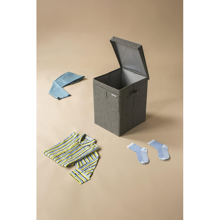 Brabantia Stackable Laundry Box 35L - Front and Top Opening - Large Volume - Lightweight and Sturdy Handles - Pepper Black