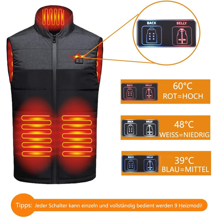 Обогревна жилетка з Powerbank L, чоловіча/жіноча, жилетка з підігрівом, тепла куртка з акумулятором