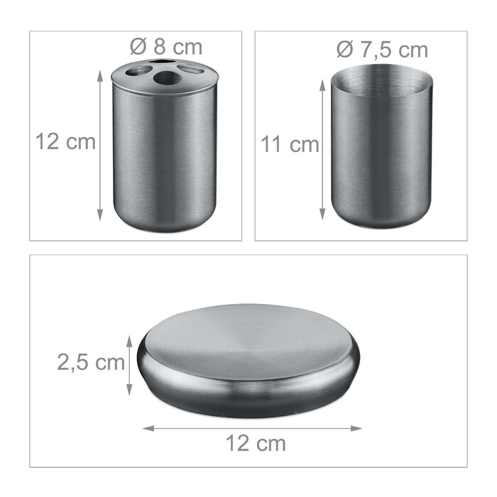 Relaxdays 5-piece Bathroom Set Stainless Steel
