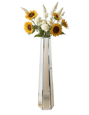 Ваза для квітів на підставці 68 см, срібна з кристалами, для пампасних трав, скляна з дзеркальними діамантами, декоративна, люкс, блискуча ваза для вітальні, декор інтер'єру. Без утримання води (18Ш x 77В см)