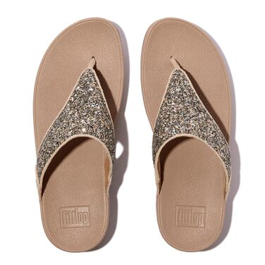 Шльопанці жіночі FitFlop Lulu Glitter бежеві з підтримкою стопи, 37 EU