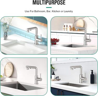 Кран кухонний CREA з 3 функціями, висувна лійка, поворот на 360°, матовий (з нержавіючої сталі)