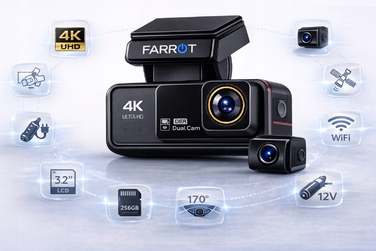 Автомобільний відеореєстратор FARROT A8 4K з GPS, WiFi, передньою та задньою камерами та функцією ADAS
