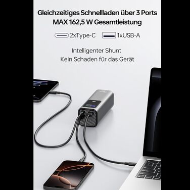 Powerbank 27000mAh, 140W, 3 порти, сумісний з iPhone, MacBook, iPad, AirPods