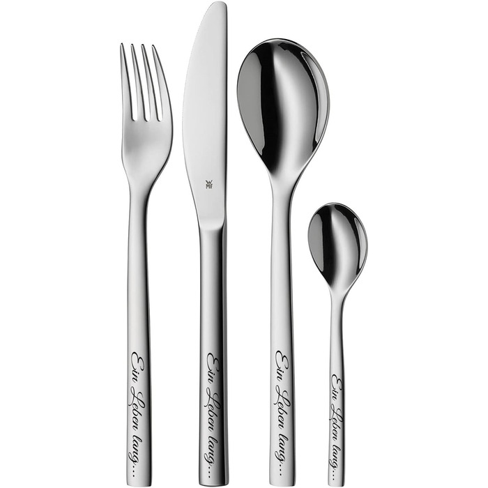 WMF Cutlery Set Nuova with Engraving as Desired, 4-Piece Stainless Steel with Box, NEW