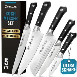 Набір кухонних ножів Cutluxe (5 предметів) із німецької сталі, професійний гострий набір ножів для кухні