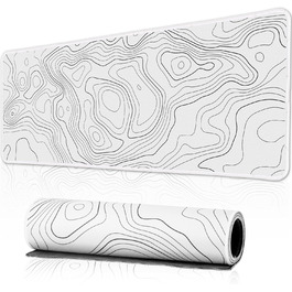 HAUTOCO Килимок для миші ігровий XXL 800x300 мм, чорний з топографічною сіткою, антиковзаюча гума, для комп'ютера, покращена швидкість та точність