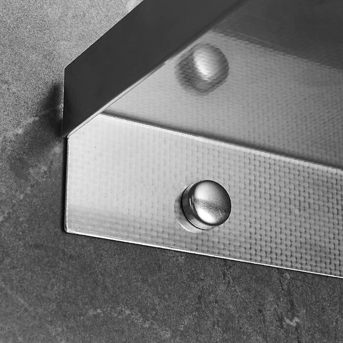 Self-adhesive bathroom shelf, stainless steel, wall-mounted, shower shelf, rust-proof storage for bathroom & kitchen, brushed surface (Mirror)