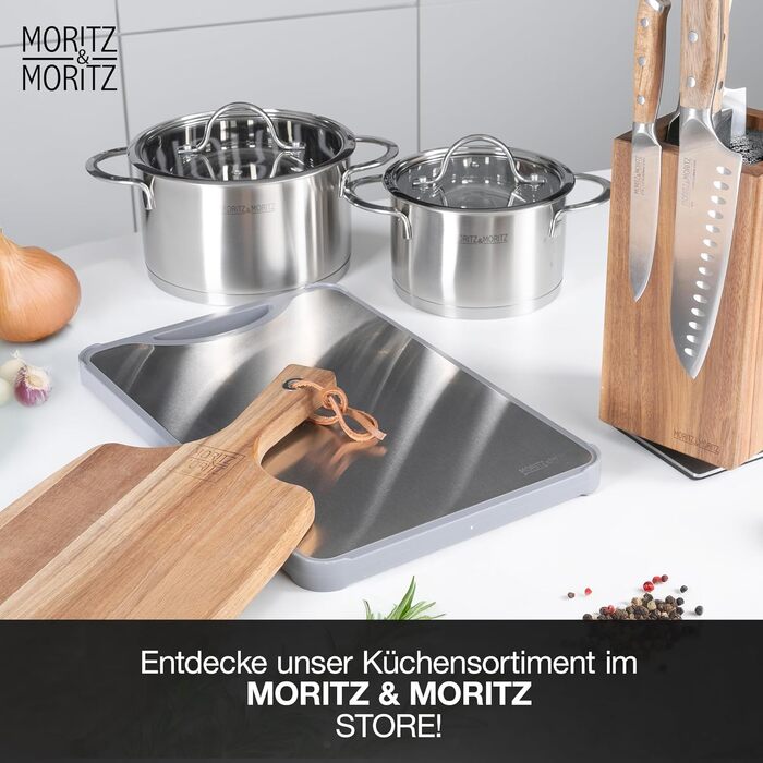 Двостороння обробна дошка Moritz & Moritz з нержавіючої сталі та пластику - антиковзаюча з жолобком для соку та поверхнею для натирання - гігієнічна та придатна для миття в посудомийній машині