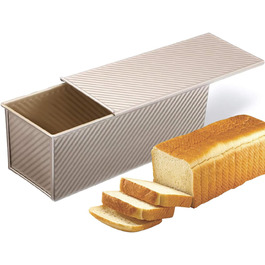 Large Loaf Pan with Lid, Non-Stick Toaster Oven Pan, Loaf Pan with Sliding Cover, Pullman Loaf Pan for Baking, 1000g Dough Capacity, Commercial Use